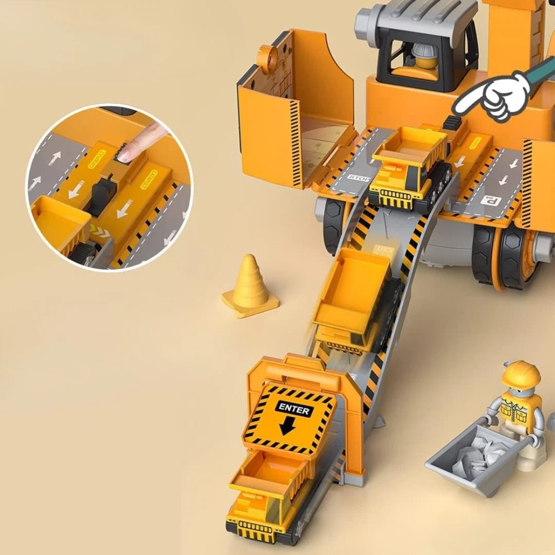 3-in-1 Baufahrzeuge Spielset Kinder | Bagger Kran Lastwagen Konstruktionsspielzeug Kleinkinder – Bild 5