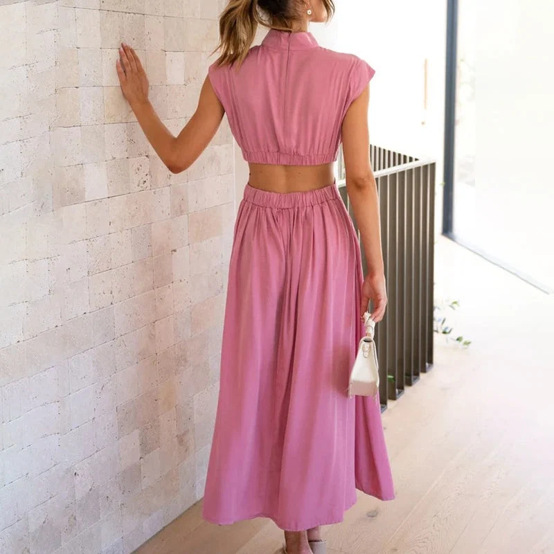 Ausschnitt in der Taille Urlaub Midi Kleid – Bild 8