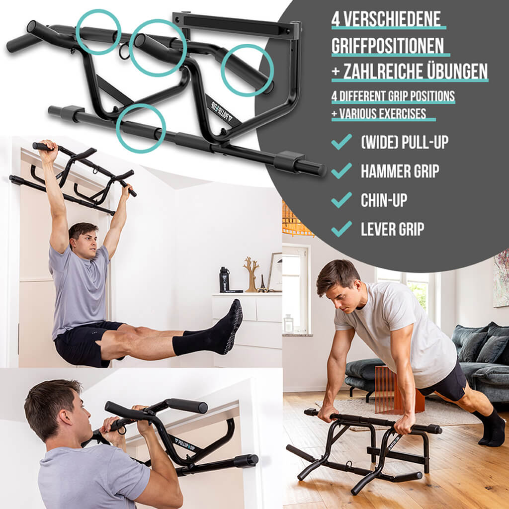 Klimmzugstangen Set: Tür Klimmzugstange + Klimmzugbänder 4er Set + Bauchschleifen – Bild 7