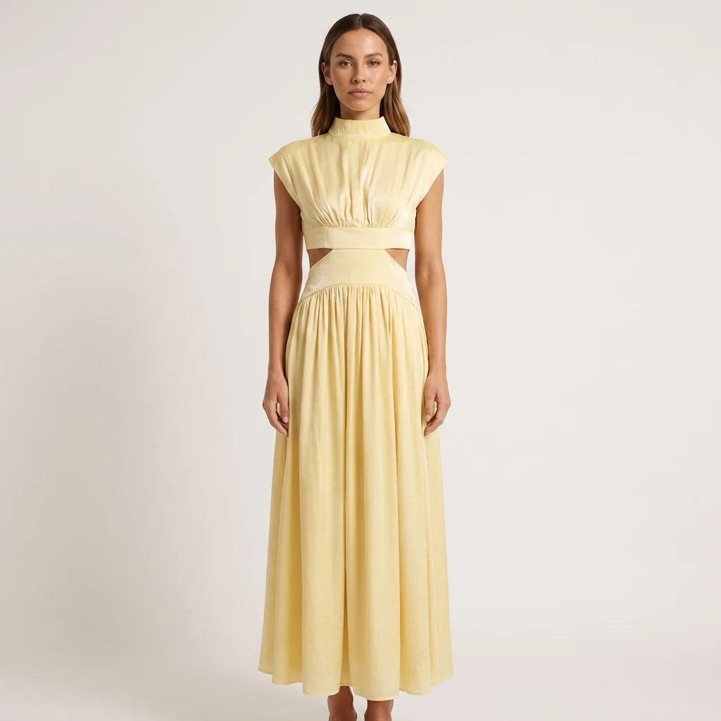 Ausschnitt in der Taille Urlaub Midi Kleid – Bild 2